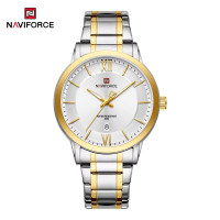 NAVIFORCE NF9254 Stainless Steel Luxury Fashion Elegant Business Luminous Calendar Quartz Watch For Men - White & Golden